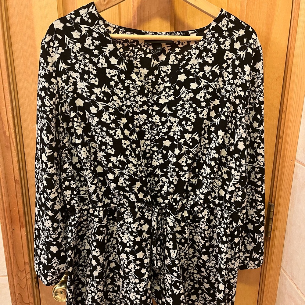 Lane Bryant Black and White Floral Print Top